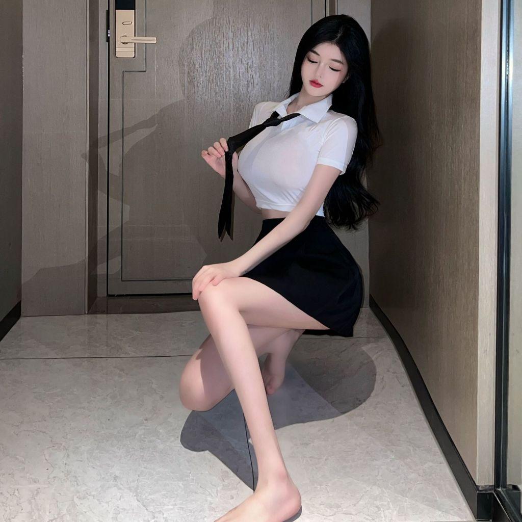 Tặng Cravat - Cosplay Học Sinh ,Nàng Thư Ký Gợi Cảm ,Váy Ngủ Hóa Trang Nữ Trợ Lý Giám Đốc Sexy Quyến Rũ C084