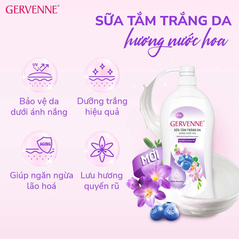 Sữa tắm trắng da hương nước hoa Gervenne 450g/chai