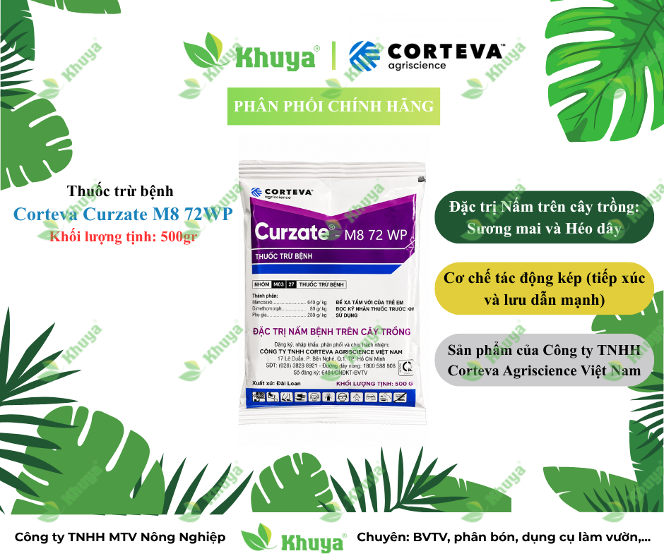 Thuốc trừ bệnh Corterva Curzate M8 72WP (gói 500gr) Nấm Bệnh trên Cây Trồng