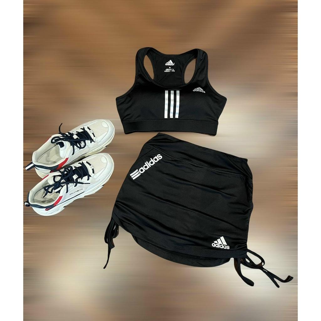 Quần áo tập gym, yoga, aerobic - Bộ tập aerobic nữ quần váy 2 lớp , chất mát co giãn 4 chiều siêu xinh