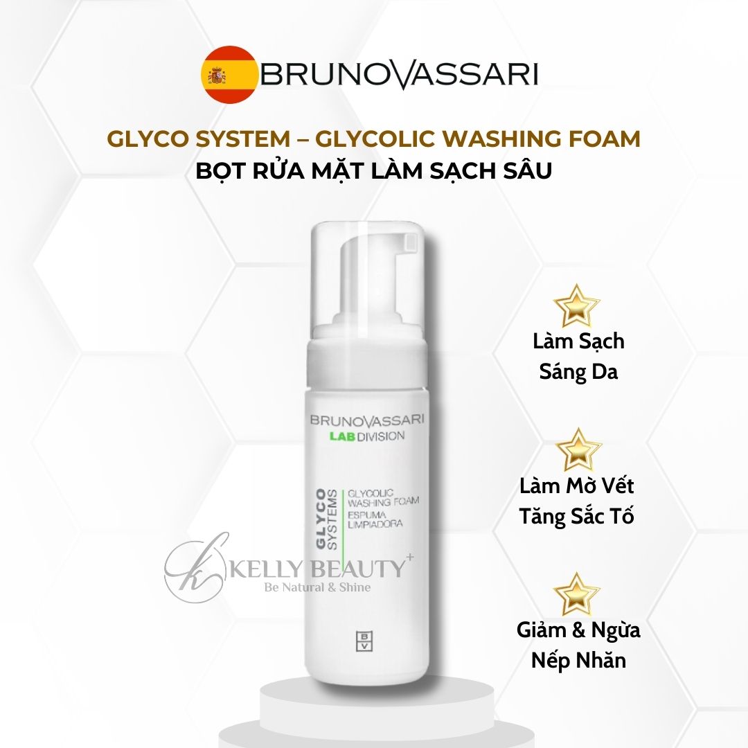 Bọt Rửa Mặt Sáng Da Glyco System - Glycolic Washing Foam - Bruno Vassari | Kelly Beauty