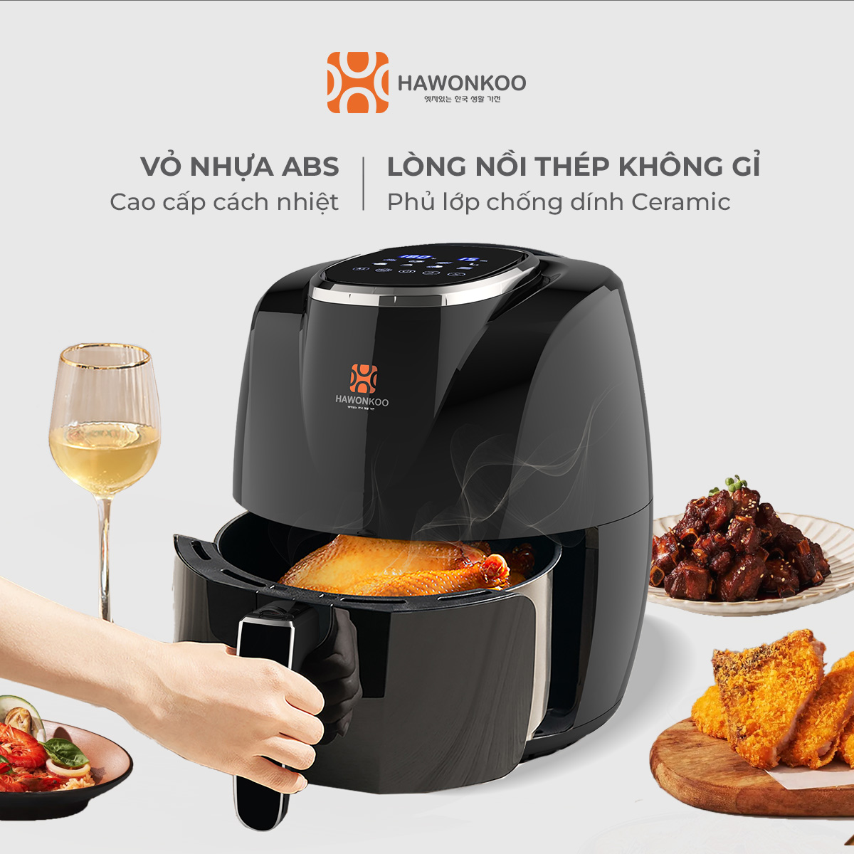 Nồi Chiên Không Dầu Điện Tử HAWONKOO AFH-045 4,5 Lít 1500W Hàng Chính Hãng Bảo Hành 12 Tháng - Thương Hiệu Hàn Quốc