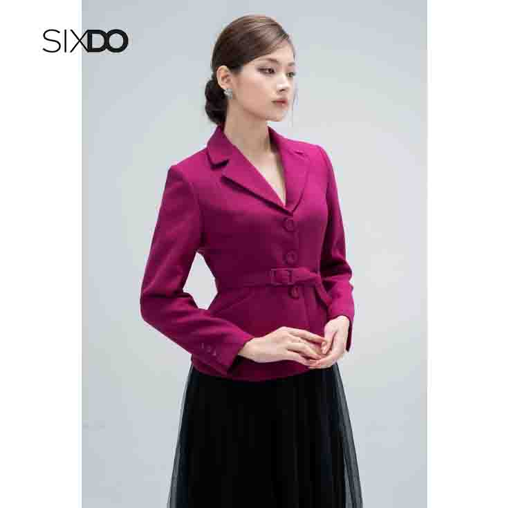 Áo vest woven nữ kèm belt thời trang SIXDO
