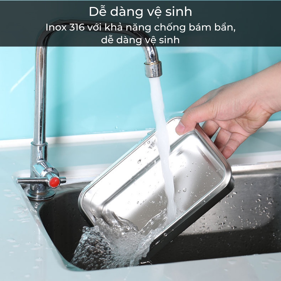 Hộp Đựng Thực Phẩm Tủ Lạnh Chất Liệu Inox 316 Kháng Khuẩn, Có Nắp Và Gioăng Cao Su Kín Khí Chống Mùi