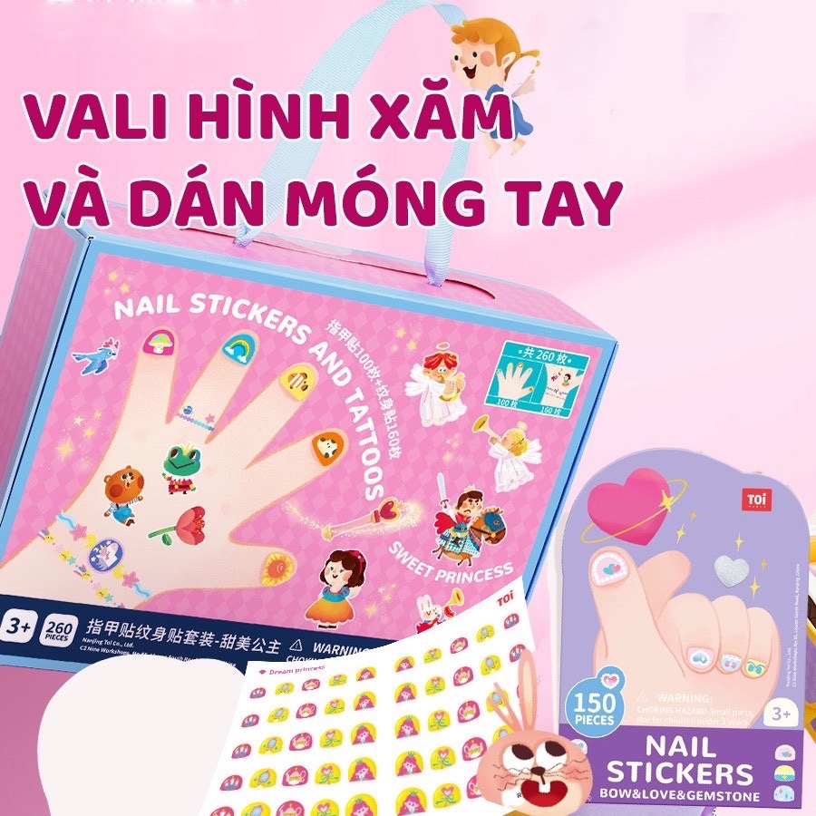 Đồ chơi Dán Móng Tay và Hình Xăm Nail Stickers and Tatoos Chính hãng TOI - Dành cho bé từ 3 tuổi+