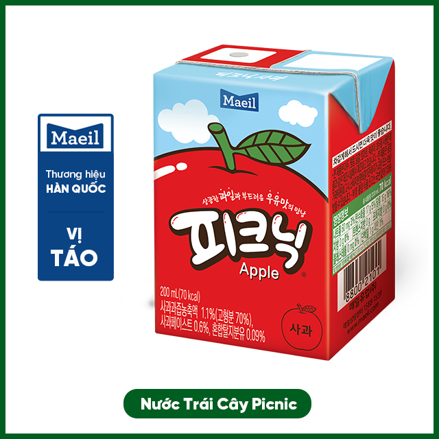 Combo 6 Hộp Nước Trái Cây Vị Táo Picnic Maeil (200ml/hộp)