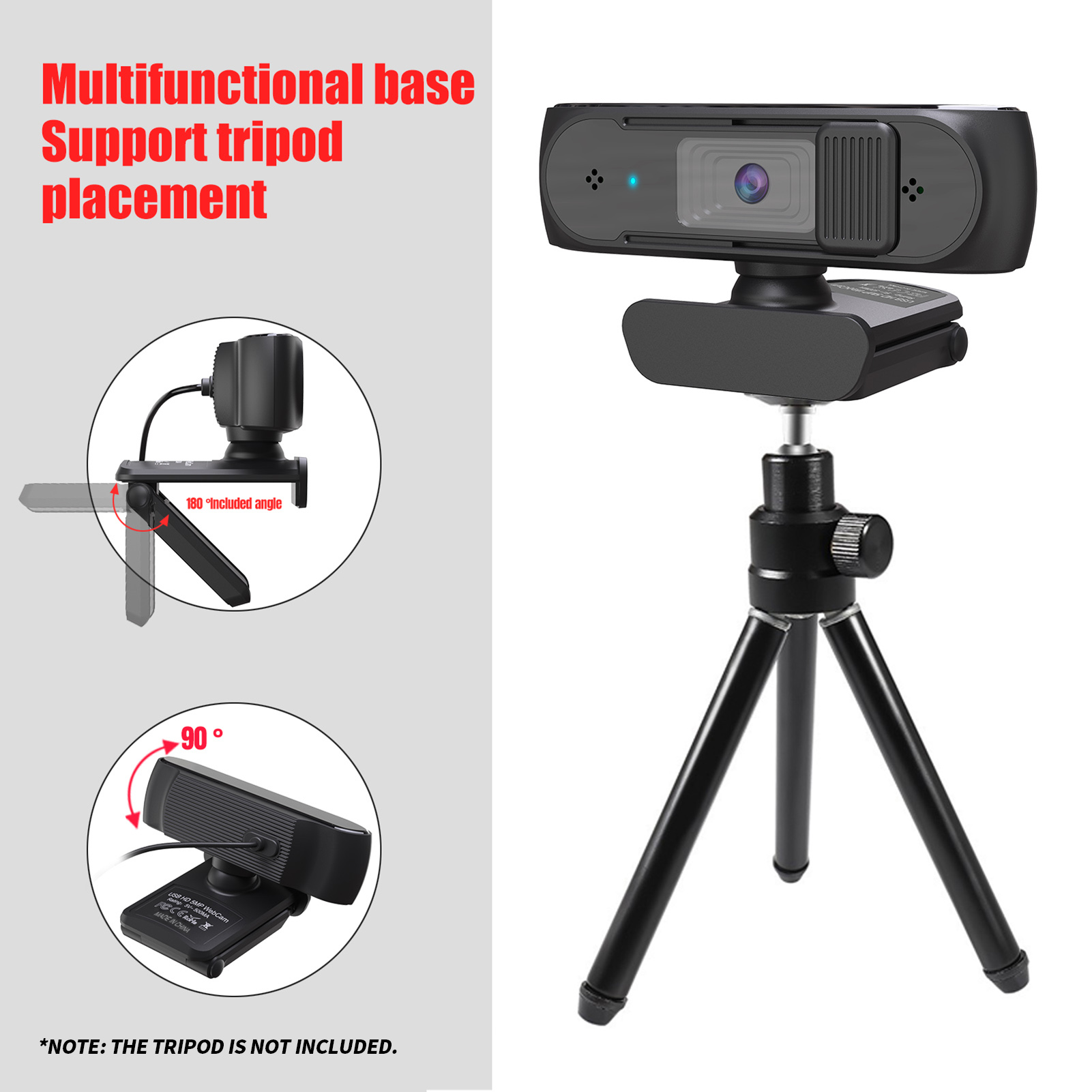 Webcam HXSJ S2 USB 2.5K FHD PC 5MP với hiệu chỉnh ánh sáng AF và Mic kép cho Video, dạy học