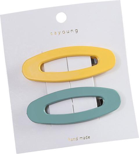 Sét 2 Kẹp Tóc Mái Xuất Khẩu Song An Eco Kah104 - Mã 4 Vàng - Xanh Berin Tối