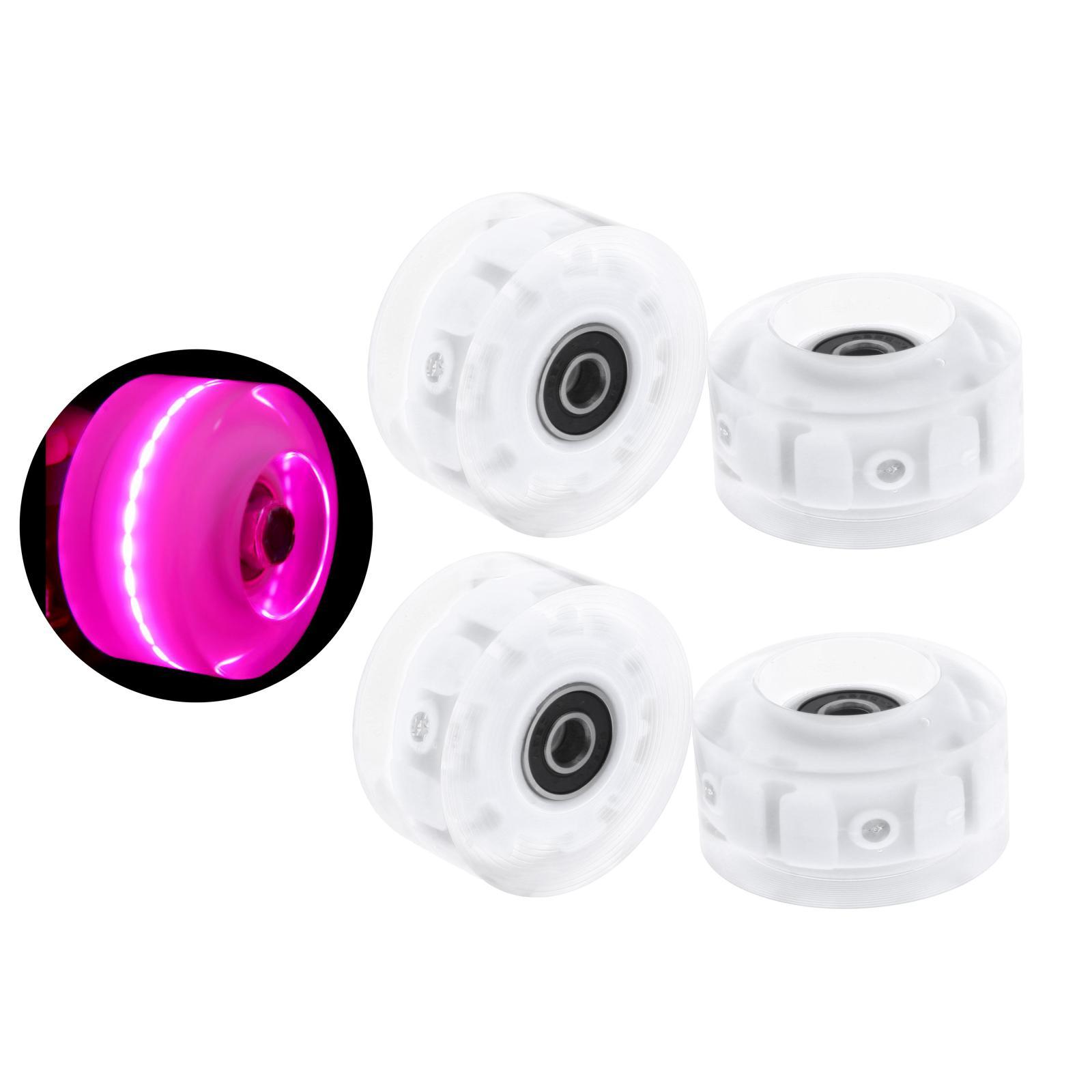 2x4Pack Quad Roller Skate Wheels with Bearings for Double Row Skateboard Pink