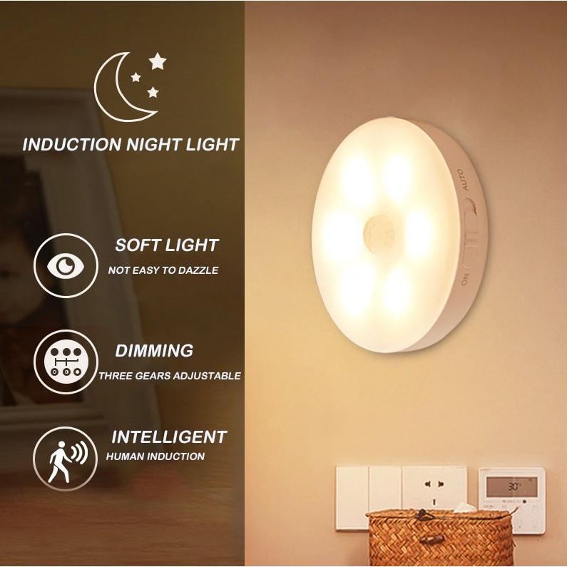 Đèn Led Không Dây Cảm Biến Chuyển Động Có Thể Sạc Lại Bằng Cổng USB Dùng Cho Cầu Thang/Phòng Ngủ