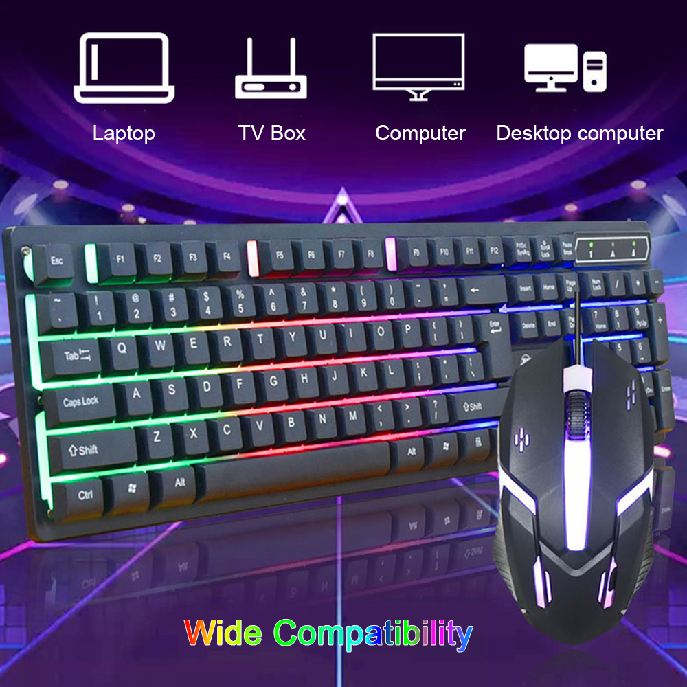 Bộ bàn phím và chuột chơi game có dây CMK-188 Đèn nền LED đầy màu sắc Bàn phím chơi game USB dành cho game thủ PC 