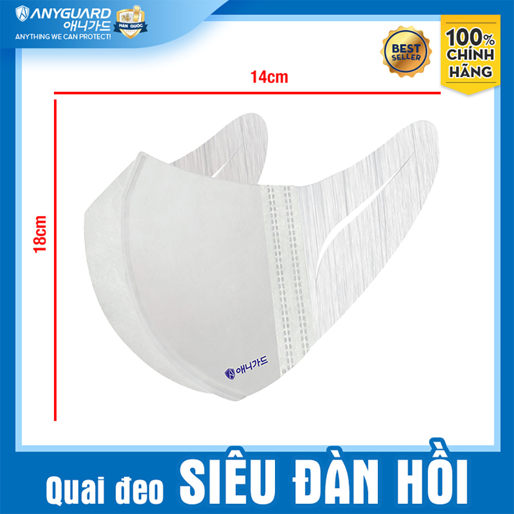 ComBo (30 Chiếc) Khẩu Trang 2D Hàn Quốc Anyguard Chính Hãng - Dành Cho Người Lớn (10 gói) - Quai Đeo Siêu Đàn Hồi, 3 Lớp Bảo Vệ Tối Ưu - ISO 9001:2015, ISO 13485:2016, QCVN 01:2017/BTC