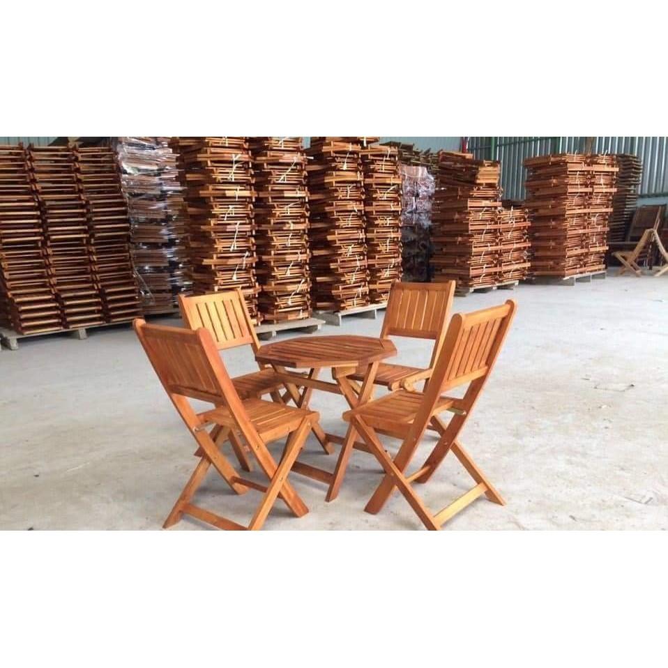 Bộ Bàn Ghế Gấp Gọn Ngồi Ban Công GỖ TỰ NHIÊN Sân Vườn Hành Lang, Cafe, Bàn ăn