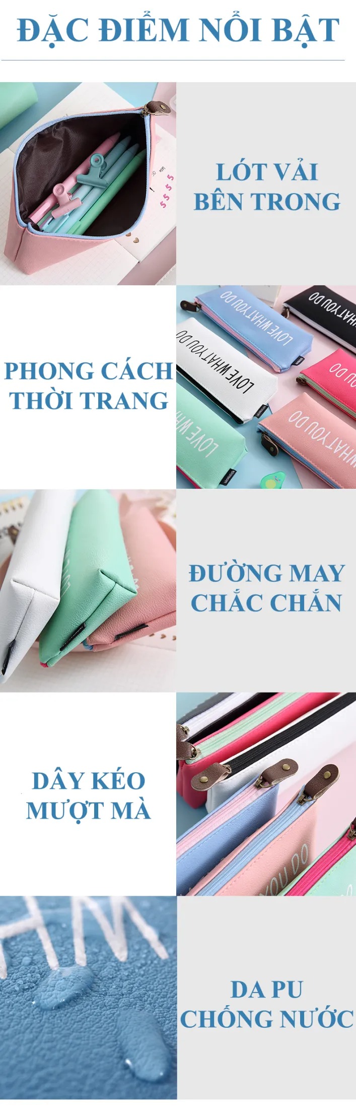 Túi đựng bút bằng DA PU hình tam giác thiết kế nhỏ nhắn màu sắc tươi tắn - VL