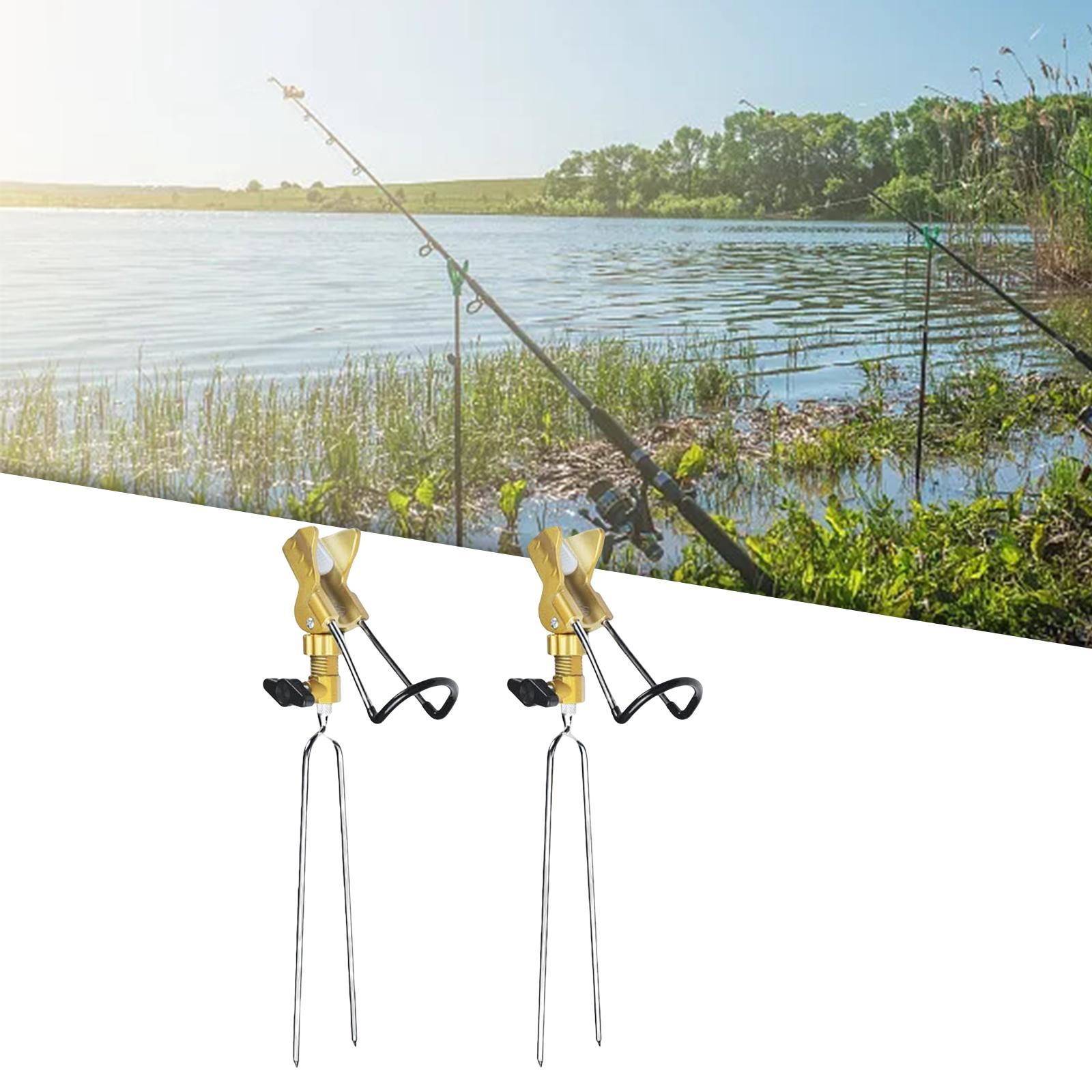 2Pcs Fishing Rod Holder Support Stand Fishing Pole Holder Golden