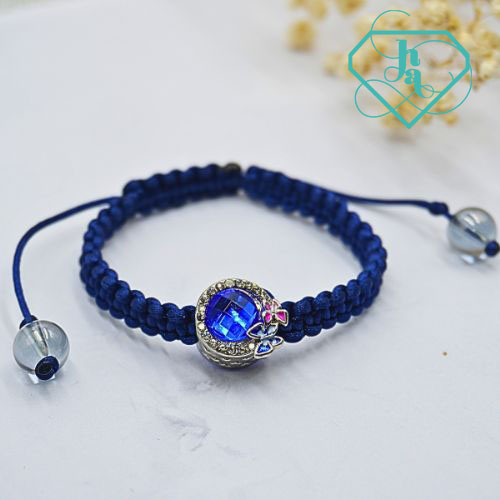 Vòng thắt dây thạch anh khói mix charm VTD-03