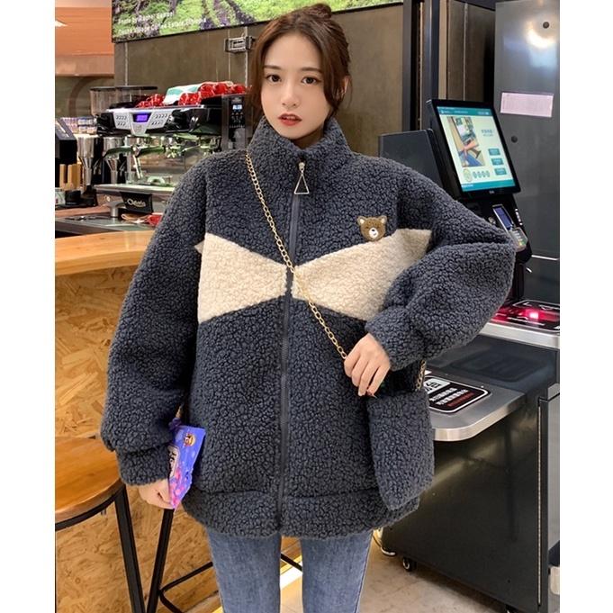 Áo Khoác Lông Cừu siêu ấm Thời Trang Mùa Đông hàn quốc ️ Áo Sweater Nữ Lông Mịn Thêu Cubs và Kèm Túi Chéo Set