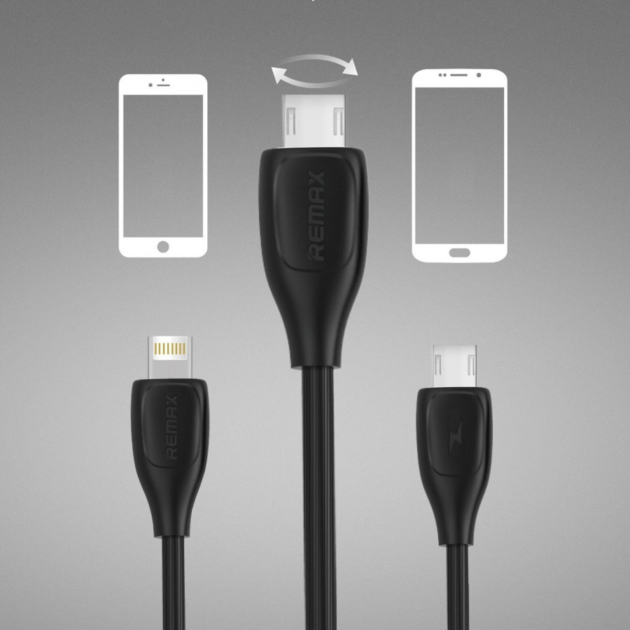 Cáp sạc remax RC-050t - 2M - 2 ĐẦU Lightning  và micro USB - hàng chinh hãng (trắng )