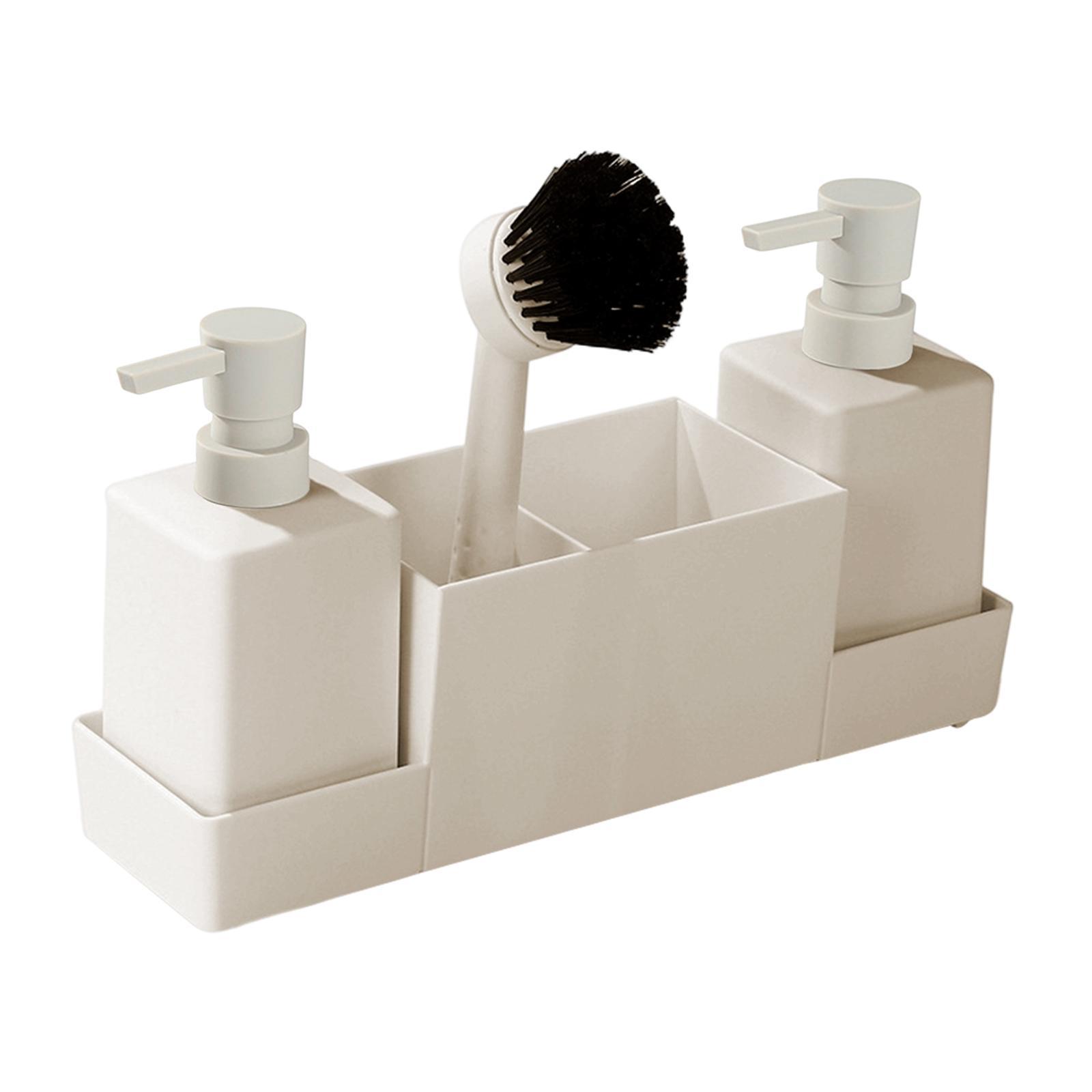 4x Kitchen Soap Dispenser with Sponge Holder Non Slip for Bathroom Home Sink