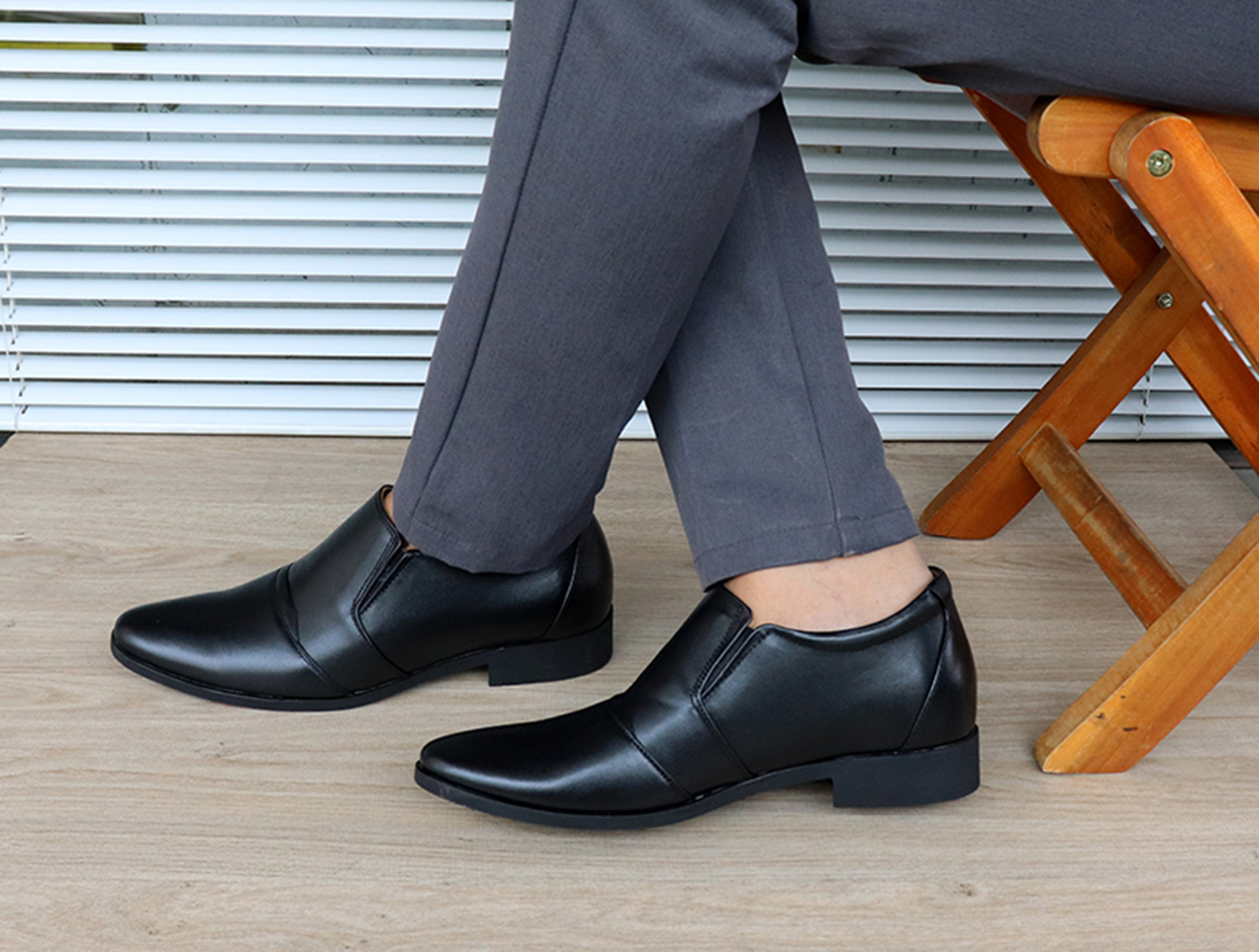GIÀY TĂNG CHIỀU CAO GIÀY CAO DÀNH CHO NAM GIỚI T&TRA T06 ĐEN TRƠN - CAO 6CM GIÀY ĐỘN NAM CAO VƯỢT TRỘI