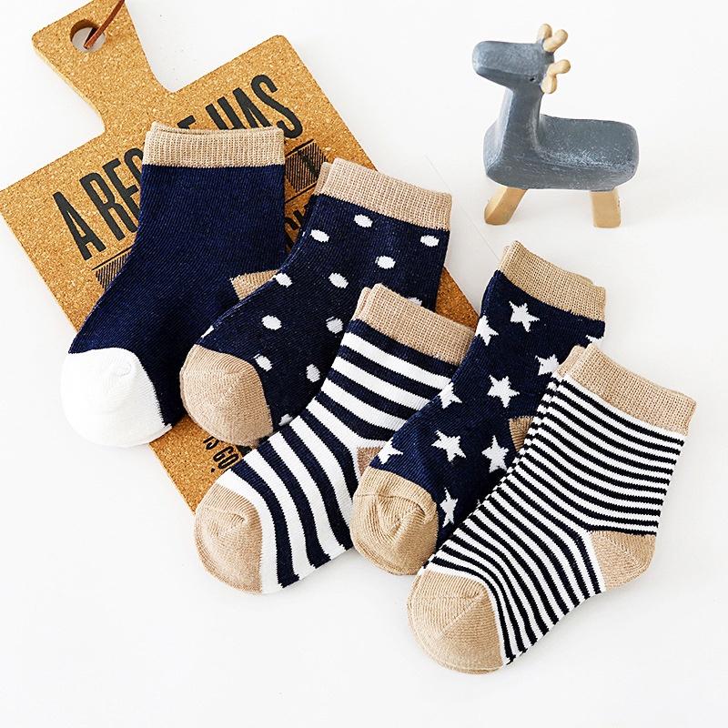 Set 5 đôi tất cotton mềm mại dài từ 0-1-3-6 tuổi 7-16cm
