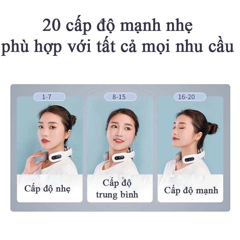 Máy Massage Cổ Vai Gáy Xung Điện Hồng Ngoại Trị Liệu 6 Chế Độ Đa Năng Cao Cấp Gối Mát Xa Cổ Chữ U 4 Miếng Dán Điện Từ 20 Cấp Độ Tùy Chọn Massage Nhiệt Giúp Làm Giảm Đau Nhức Cổ