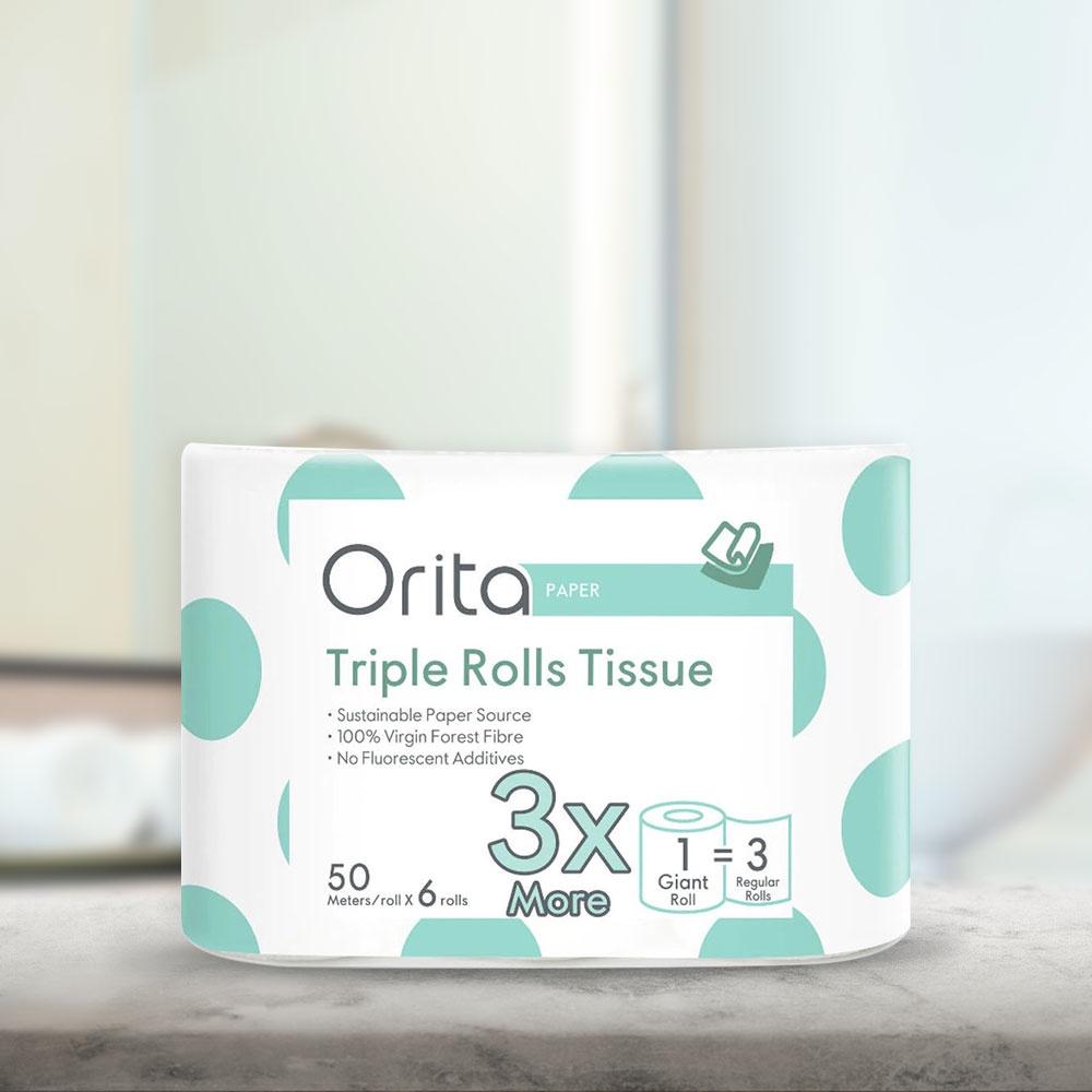 Giấy Cuộn Orita Triple Rolls Tissue 50meters Pack 6s