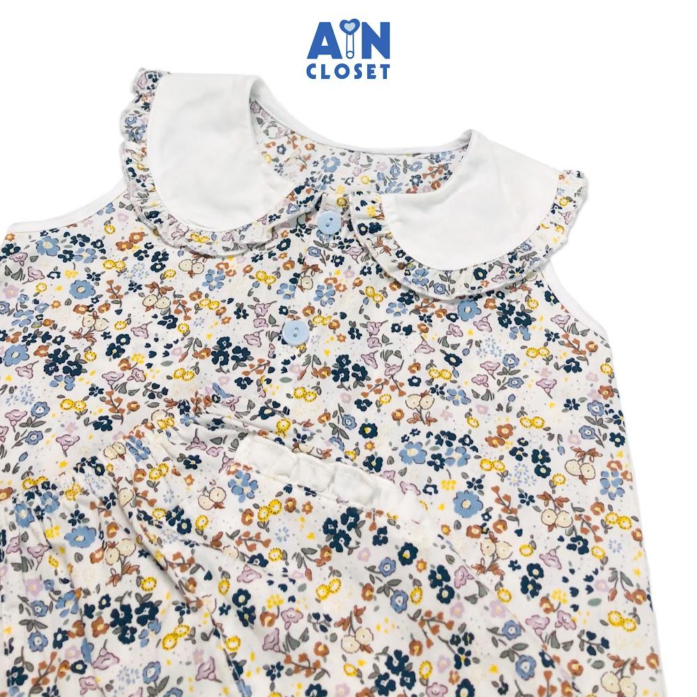 Bộ quần áo ngắn bé gái họa tiết Vườn nhí xanh cotton - AICDBG28UMJC - AIN Closet