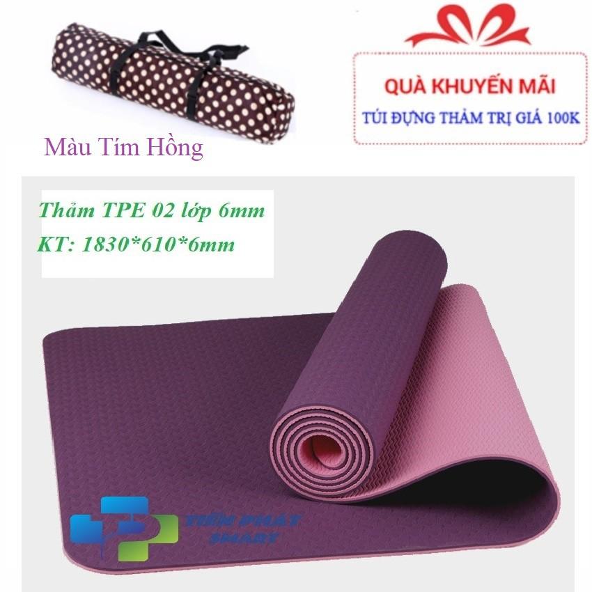 Thảm TPE 6mm 2 lớp (Tặng kèm túi xịn+dây buộc)