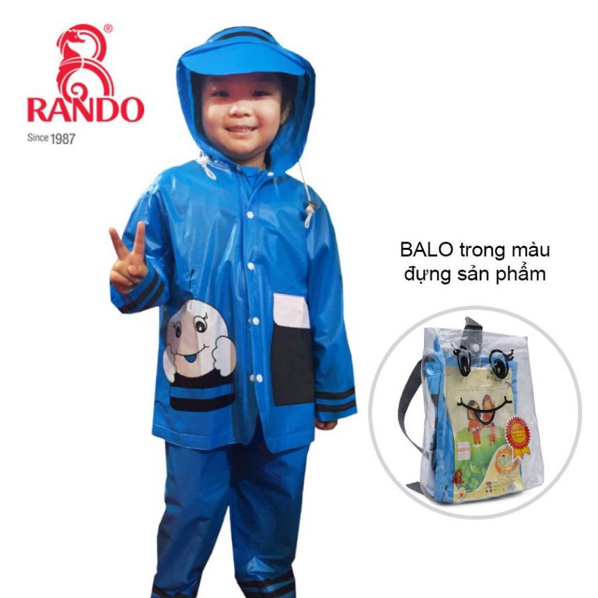 Áo Mưa Bộ Trẻ Em RANDO Cao Cấp Chính Hãng Nhựa Nhiều Màu Đẹp Cute 2 tuổi trở lên Dành Cho Bé Trai Bé Gái GIÁ SỈ ONGMAT