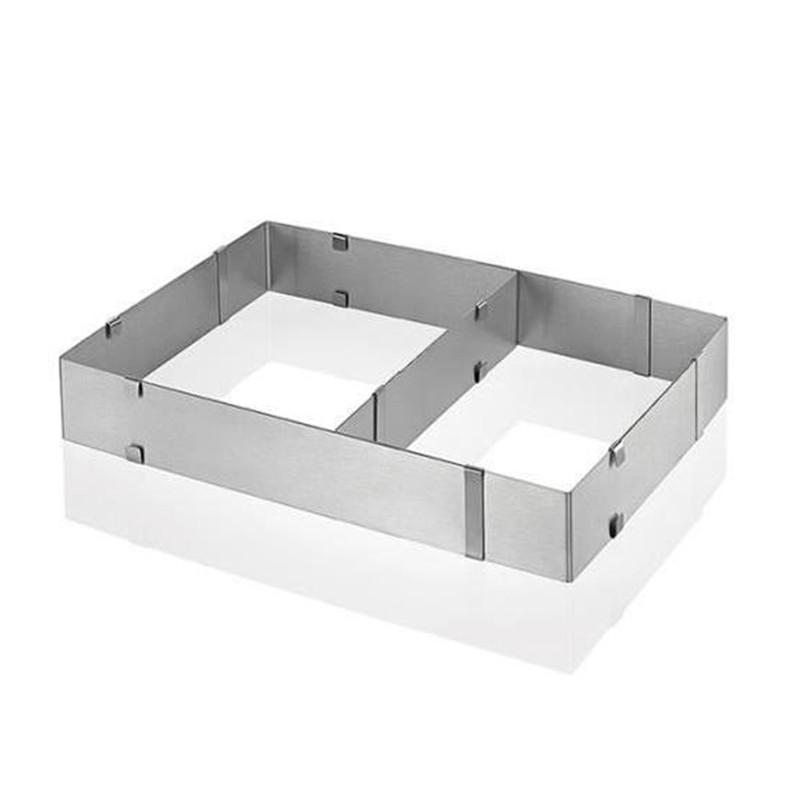 Màu Bạc Inox Có Thể Điều Chỉnh Hình Chữ Nhật Bánh Chảo Inox Nướng Bánh Chống Dính Khuôn Làm Bánh Bếp Cung Cấp