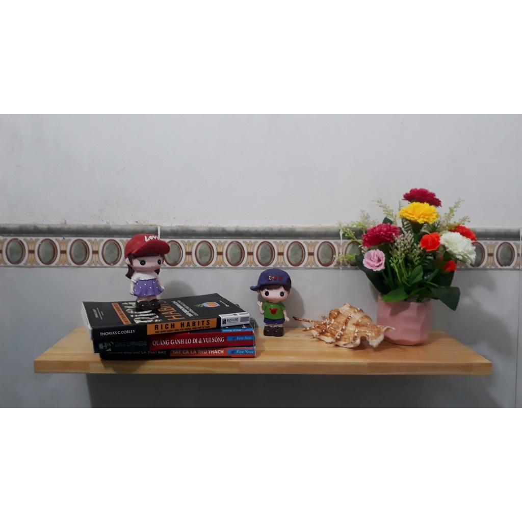 Set 3 thanh Kệ gỗ thông treo tường Giá gắn tường decor trang trí nhà cửa bền đẹp sâu 15 cm
