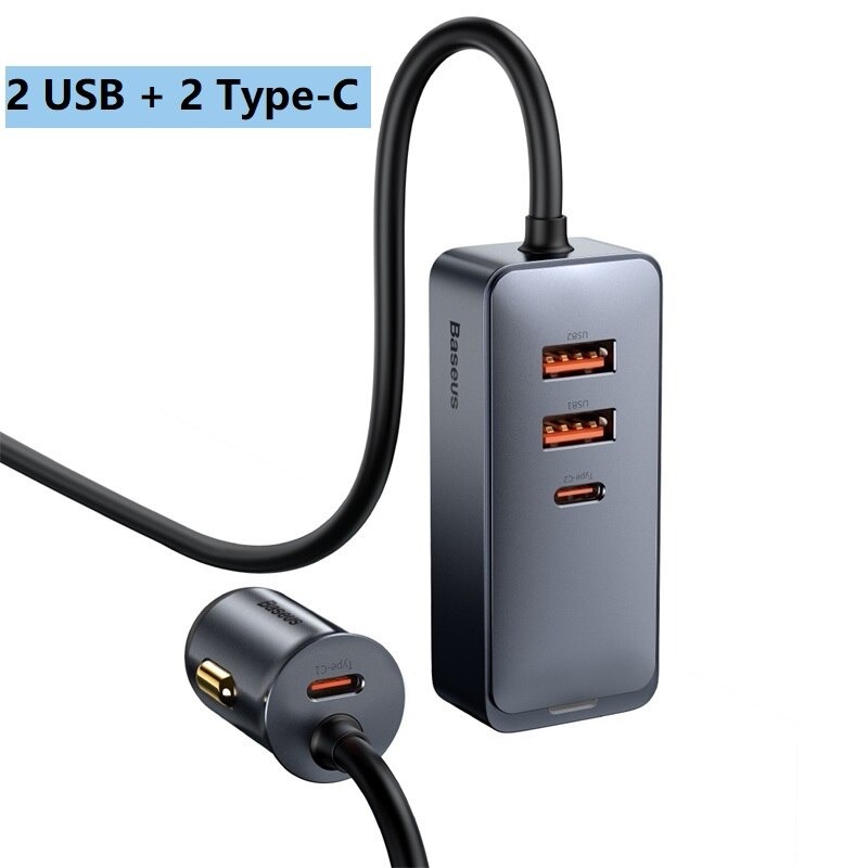 Tẩu sạc nhanh mở rộng 4 Port Baseus Share Together Extention Car Charger 120W (Extention up to 4 Port * 30W, QC/ PD/PPS Fast Charging) - Hàng Chính Hãng