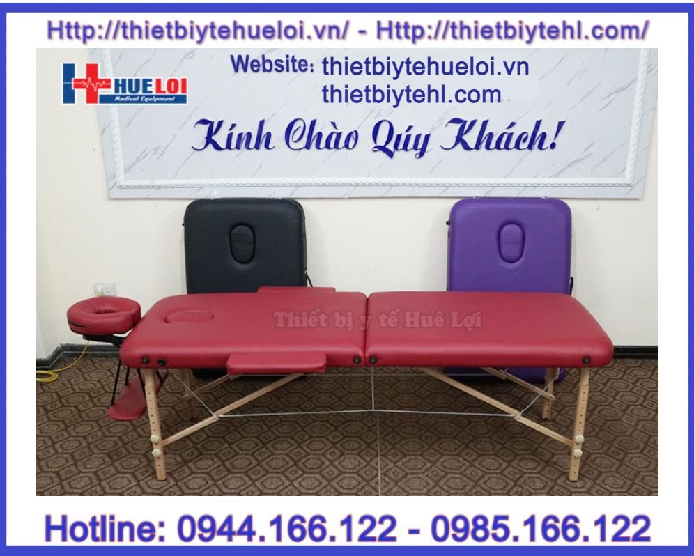 Giường Spa Gấp Gọn Chân Gỗ - Giường Massage Xoa Bóp Bấm Huyệt