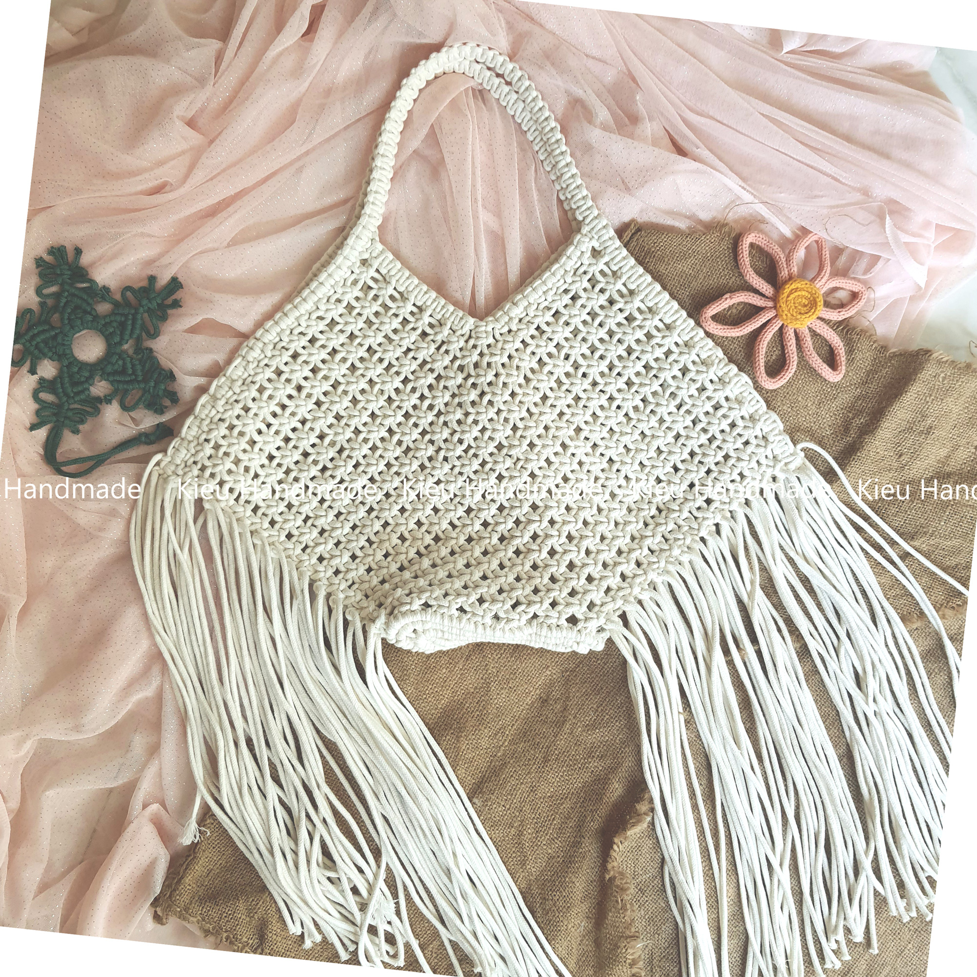 Cuộn 250gr dây dệt thắt macrame, móc túi size 3mm