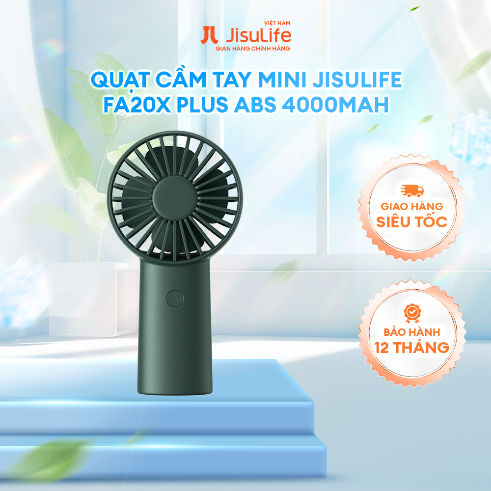 Quạt Cầm Tay Mini JISULIFE FA20X Plus ABS 4000mAh - Sạc Nhanh - Sử Dụng Lên Đến 16H - Hàng Chính Hãng