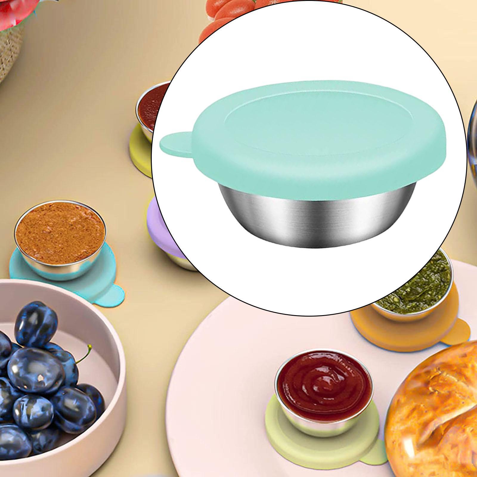 Reusable Condiment Cup with Lids Stainless Steel for Kids Lunch Box