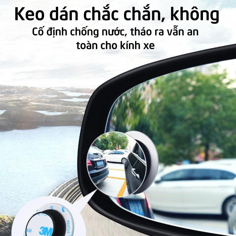 Bộ 2 gương cầu lồi 3 cm chiếu hậu xóa điểm mù xe hơi, ô tô, xe tải tăng độ an toàn, xoay 360 độ cố định
