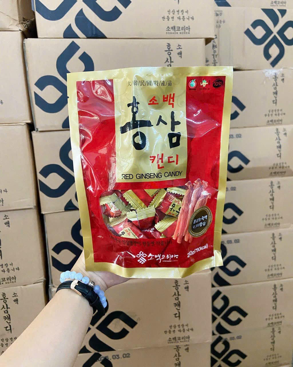 Kẹo Hồng Sâm Sobaek Korea Red Ginseng Thùng 45 Gói 200g