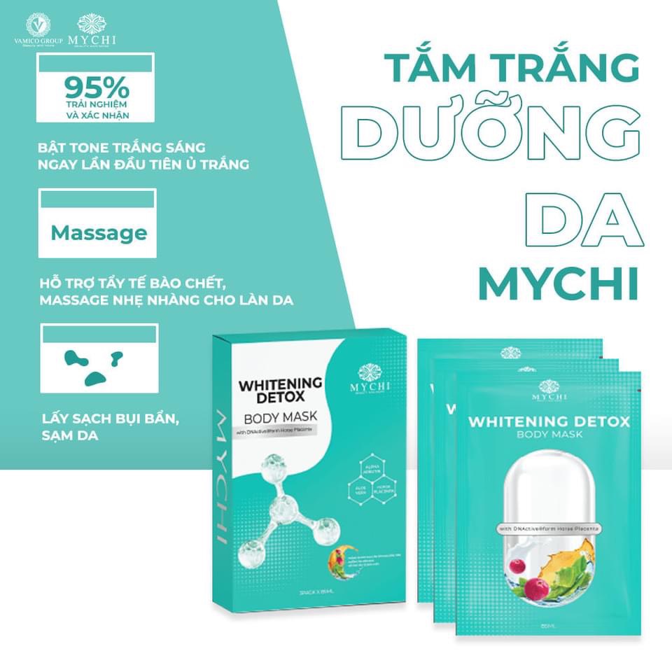 Combo tắm trắng Mychi (Kem body khóa trắng whitening body Essence + tắm trắng Mychi whitening Detox Mask)