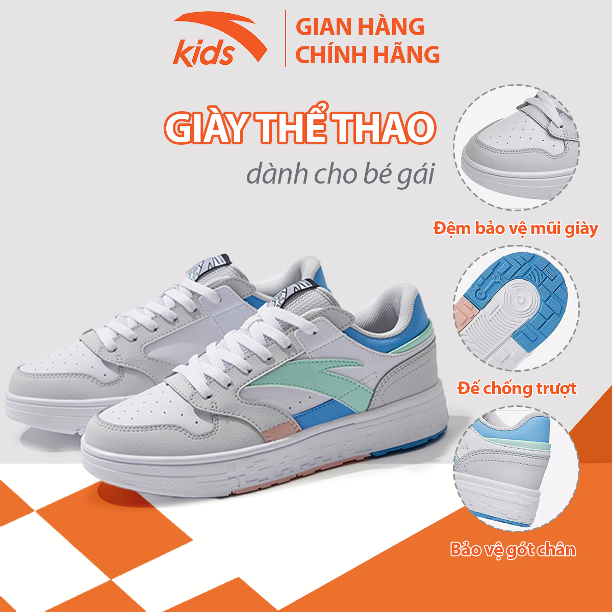 Giày đế bằng thời trang bé gái Anta Kids 322238002-4