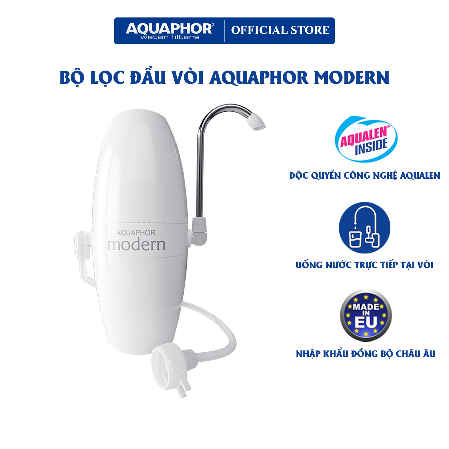 Bộ lọc đầu vòi Aquaphor MODERN Trắng - Hàng Chính Hãng