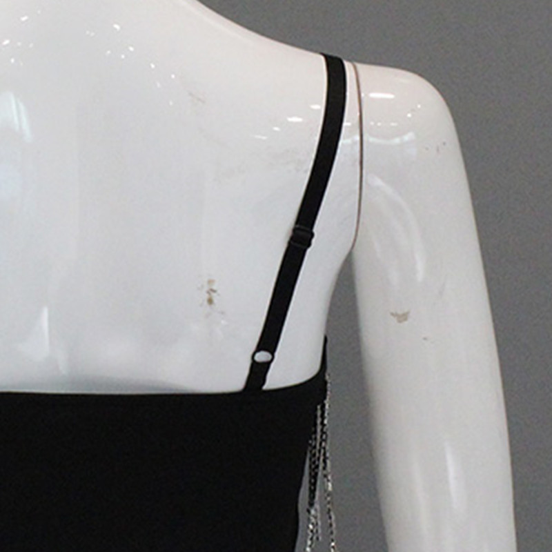 Áo crop-top hai dây Đen đính đá lấp lánh gợi cảm nổi bật phong cách Hàn Quốc cho Nữ
