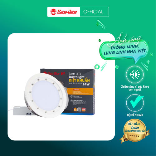 Đèn LED Âm trần diệt khuẩn Downlight UV Rạng Đông Model: AT21.UV 135/14W ánh sáng trắng hoặc vàng