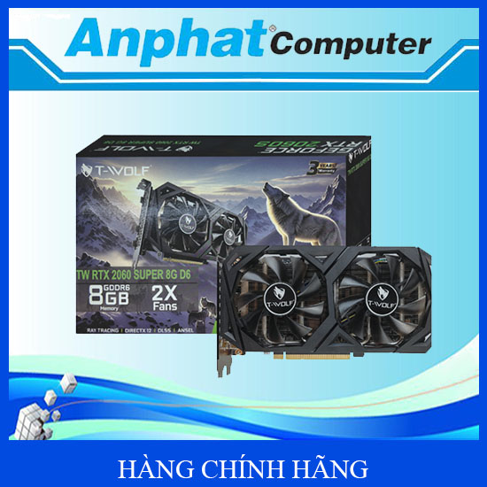 VGA T-WOLF TW-RTX2060SUPER 8G D6 (RTX2060/8GB/GDDR6/256bit/HDMI-DP*3/2Fan/8pin) - Hàng Chính Hãng