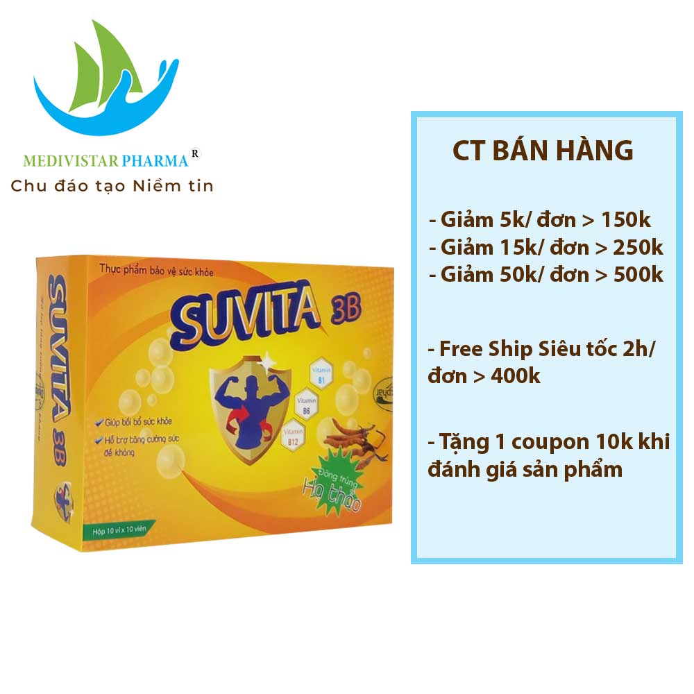 Combo 3 Hộp Viên Đạm Bổ SUVITA Bổ Sung Vitamin Tăng Cường Sức Khỏe, Nâng Cao Đề Kháng 100 Viên/Hộp