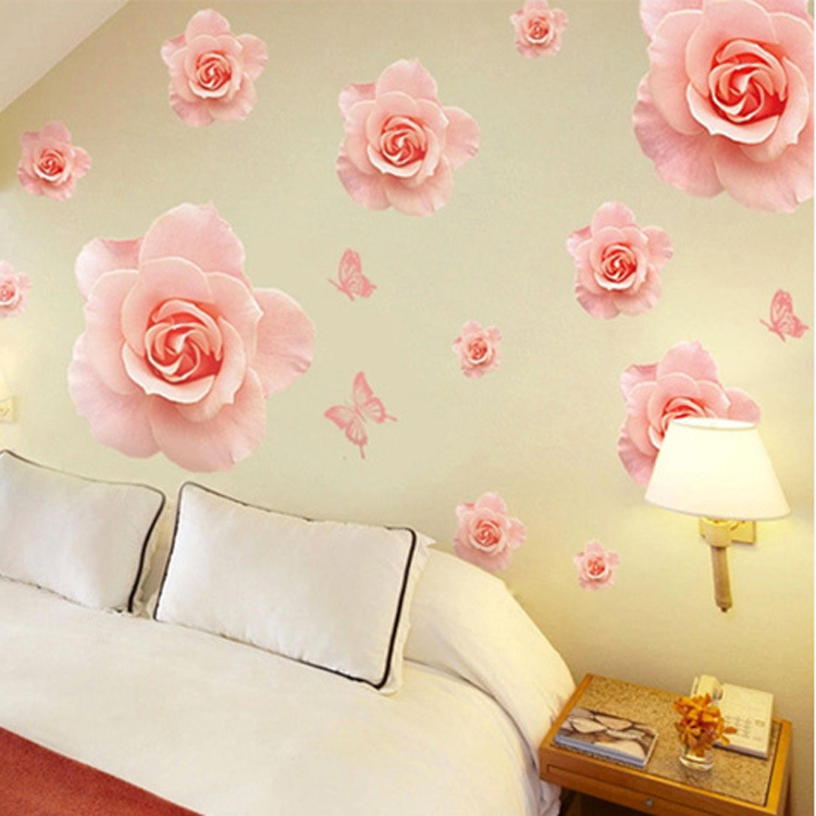 Decal dán tường pink rose