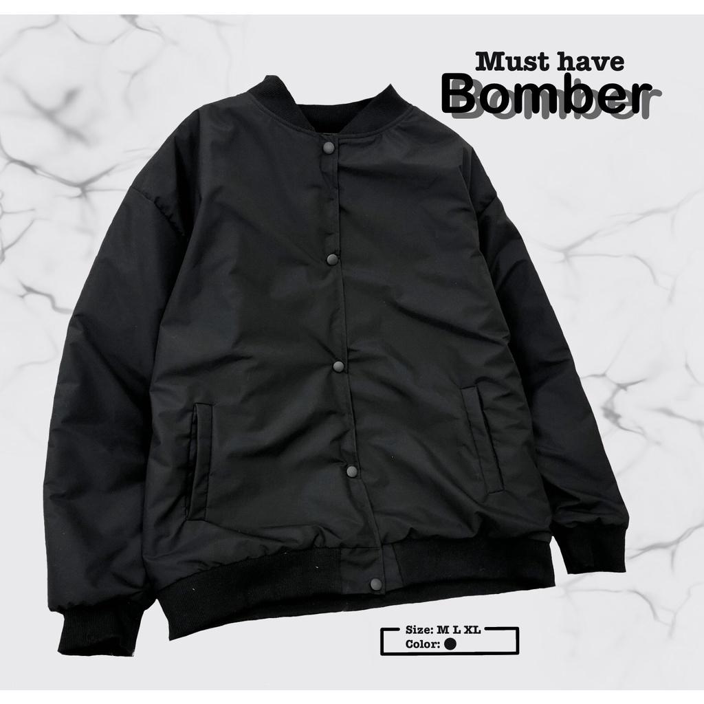 Áo khoác dù bomber nam nữ MEANSTORE Jacket oversize form rộng Khoác gió phong cách thể thao - Gió chần bông đen