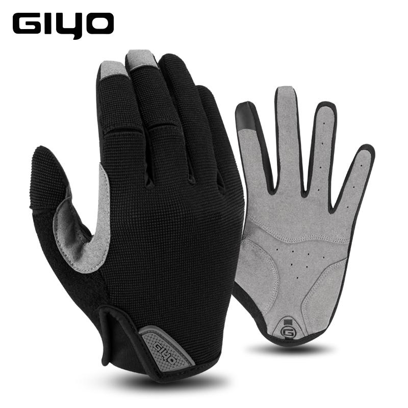 GIYO Mùa Đông Thể Thao Găng Tay Xe Đạp Câu Cá Tập Gym Xe Đạp Găng Tay MTB Full Ngón Găng Tay Xe Đạp Cho Xe Đạp Nam Nữ guantes ciclismo Color: Black Size: XXL