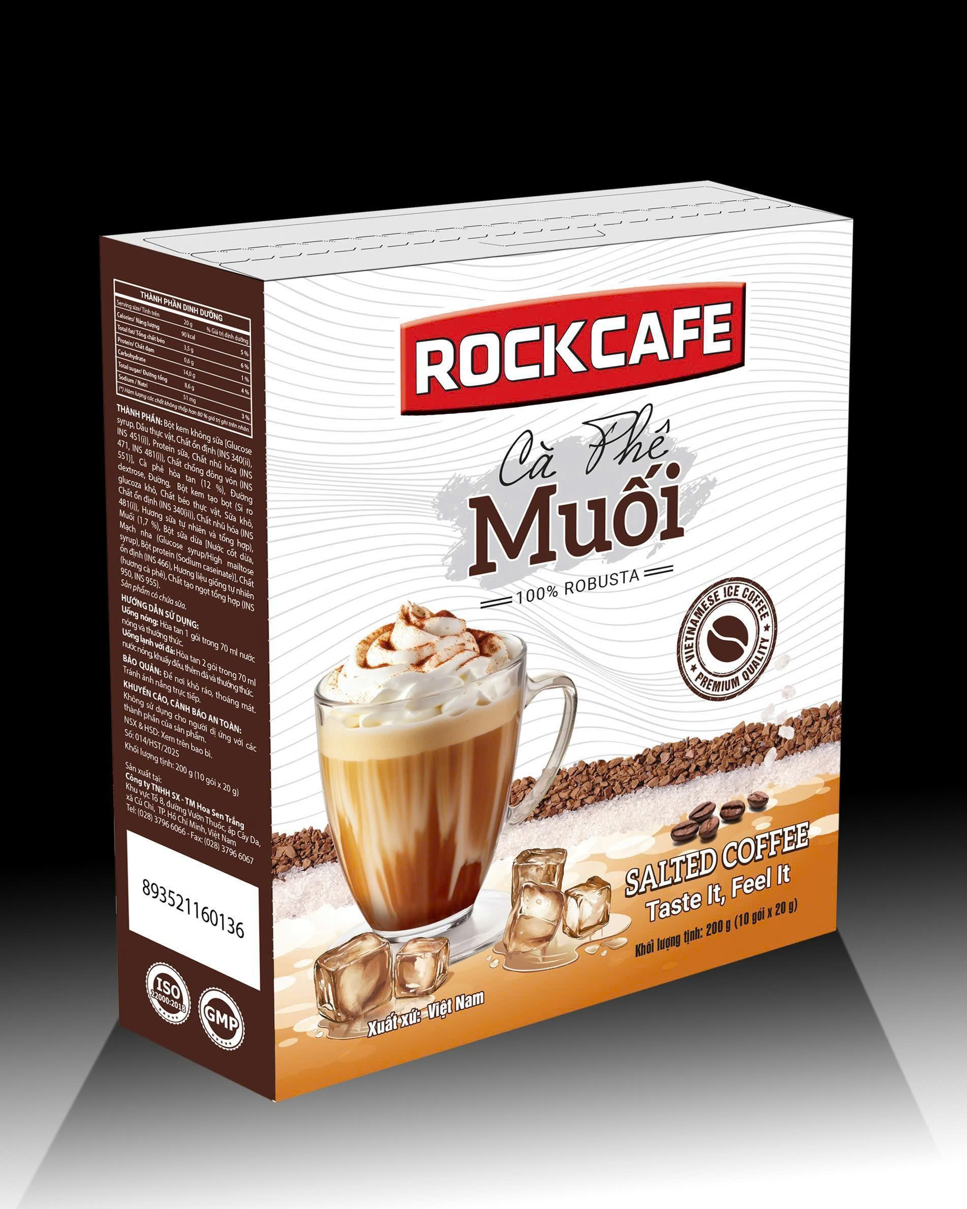 [MUA 2 TẶNG 1] Cà Phê Muối Hòa Tan - RockCafe - Cà Phê Muối Robusta - 10 gói.hộp